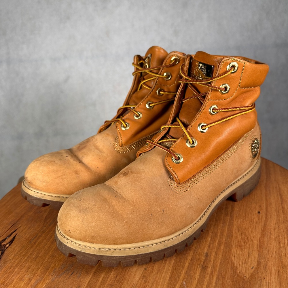 Timberland 6 Inch Premium Boot Mens Size 11 Wheat Gold Good Waterproof Leather